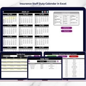 Insurance Staff Duty Calendar in Excel