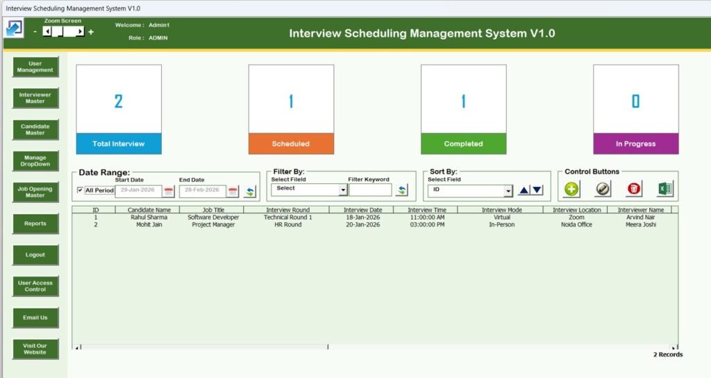 Interview Scheduling Management System V1.0 - Next Gen Templates