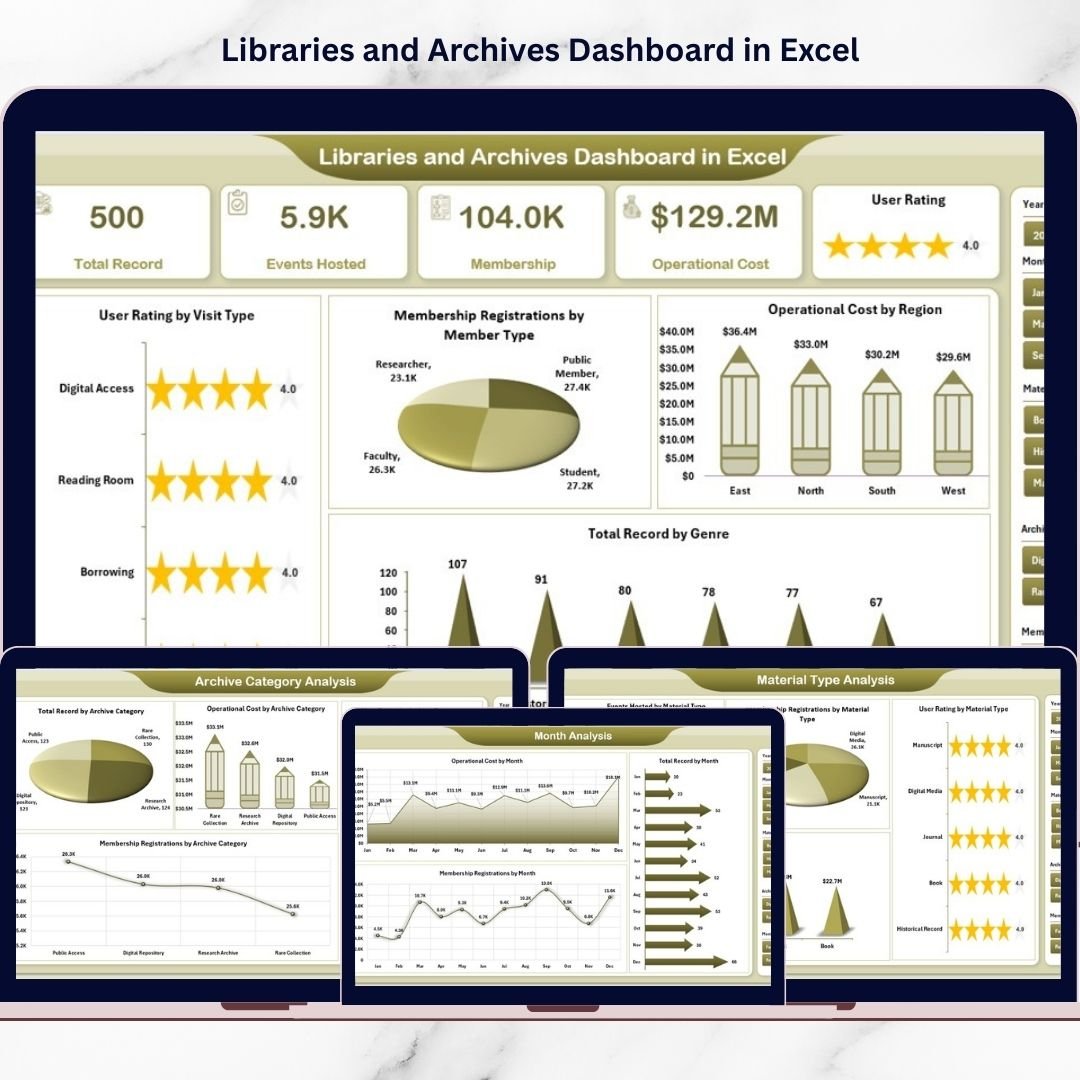 Libraries and Archives Dashboard in Excel