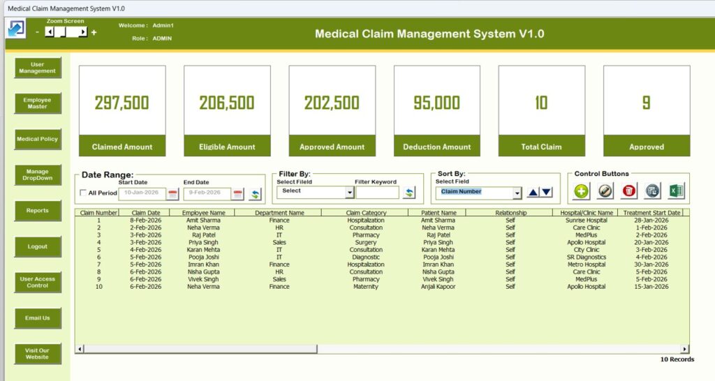 Medical Claim Management System V1.0 - Next Gen Templates