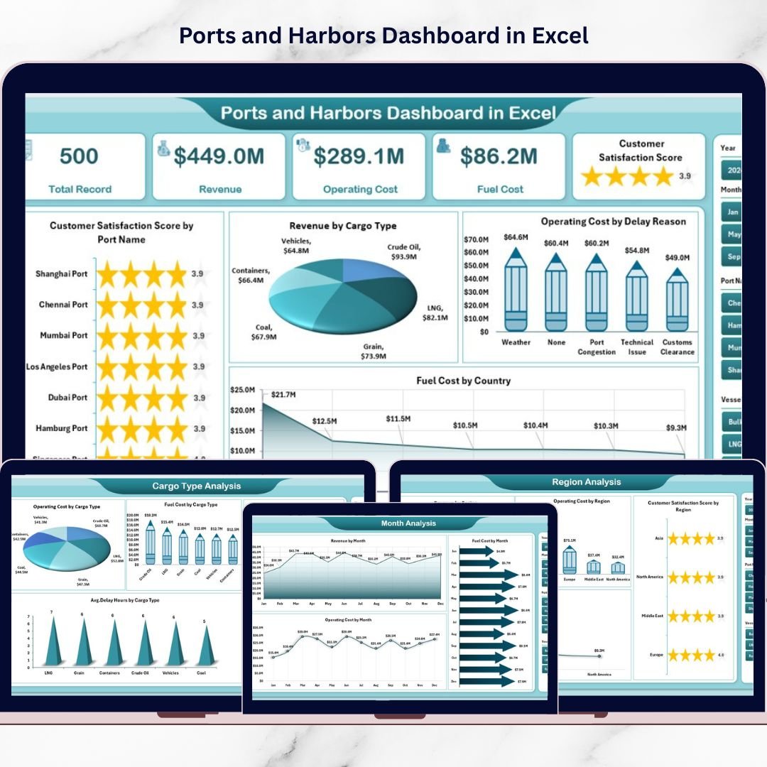 Ports and Harbors Dashboard in Excel