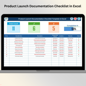 Product Launch Documentation Checklist in Excel
