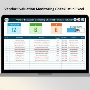 Vendor Evaluation Monitoring Checklist in Excel