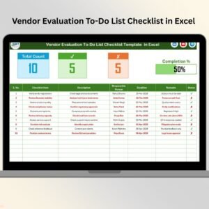 Vendor Evaluation To-Do List Checklist in Excel