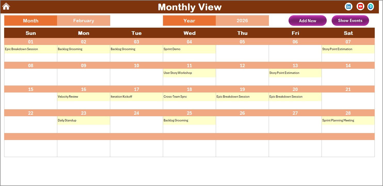 Monthly View Sheet tab