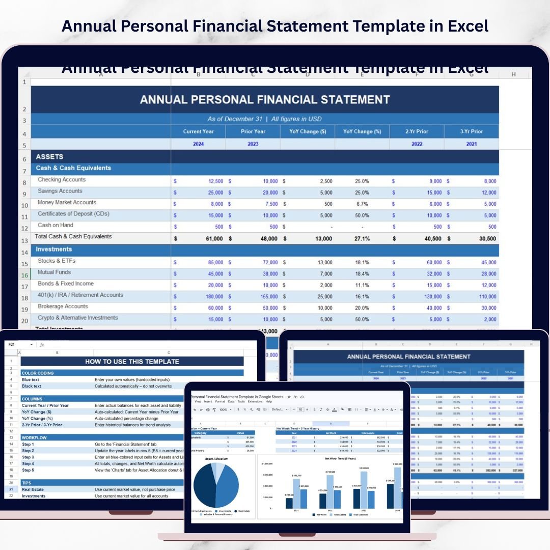 Annual Personal Financial Statement Template in Excel