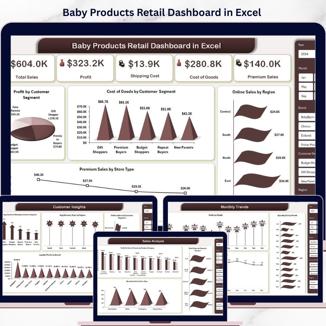 Baby Products Retail Dashboard in Excel