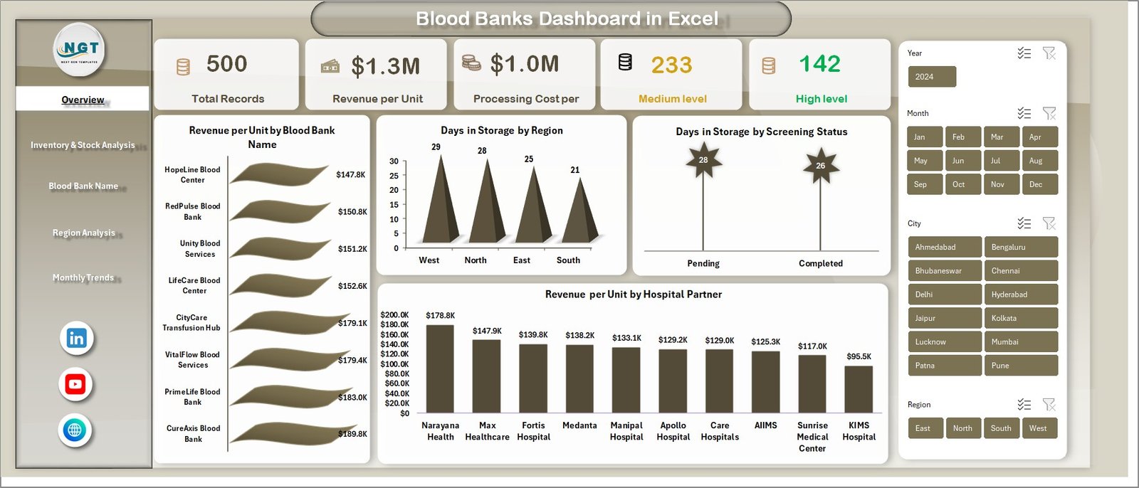 Blood Banks Dashboard in Excel - Image 2