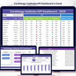 Cardiology Institutes KPI Dashboard in Excel