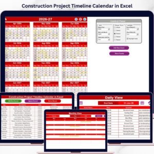 Construction Project Timeline Calendar in Excel