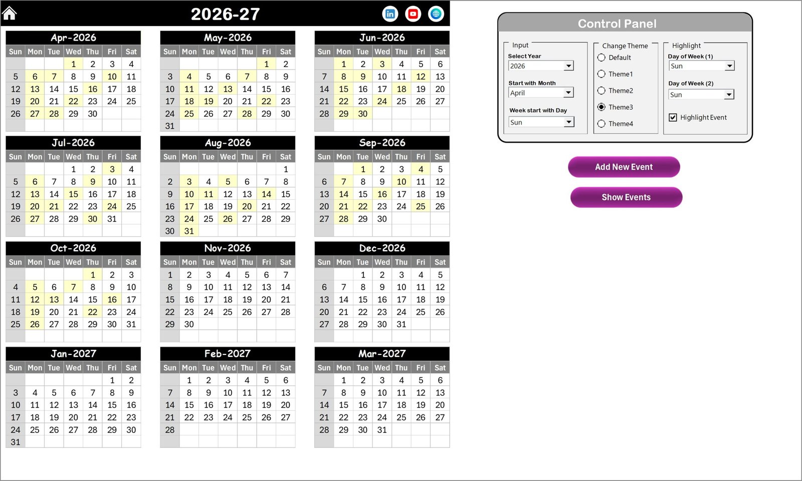 Customer Feedback Analysis Event Calendar in Excel