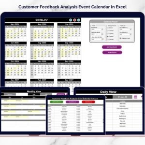 Customer Feedback Analysis Event Calendar in Excel