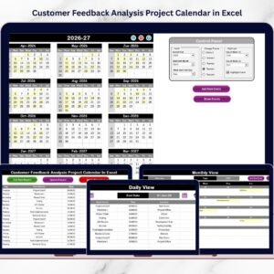 Customer Feedback Analysis Project Calendar in Excel