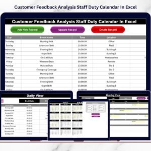 Customer Feedback Analysis Staff Duty Calendar In Excel