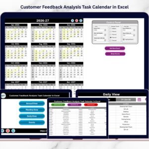 Customer Feedback Analysis Task Calendar in Excel