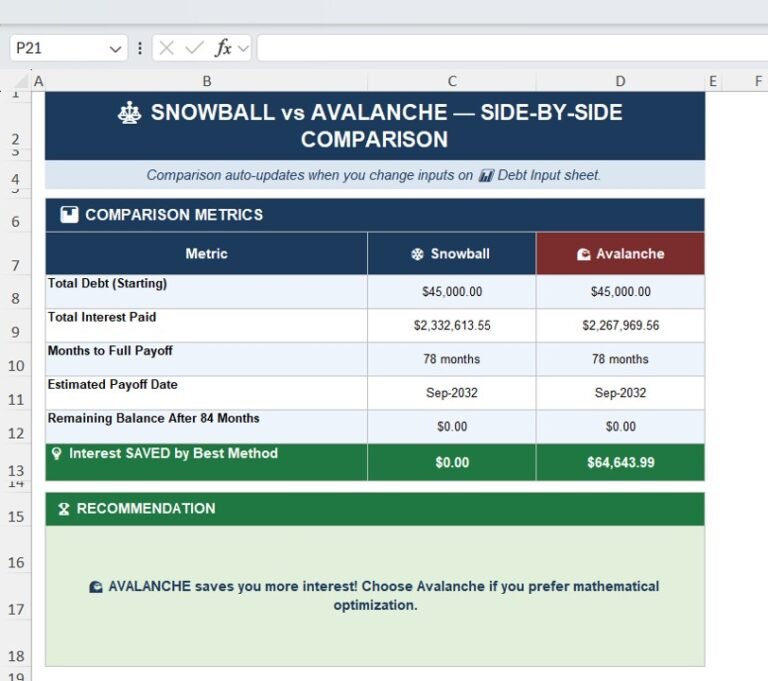 Debt Payoff Calculator Template in Excel - Next Gen Templates