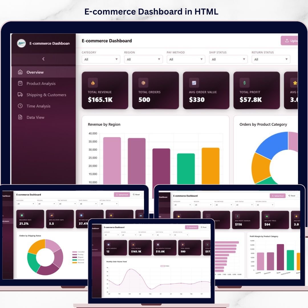 E-commerce Dashboard in HTML