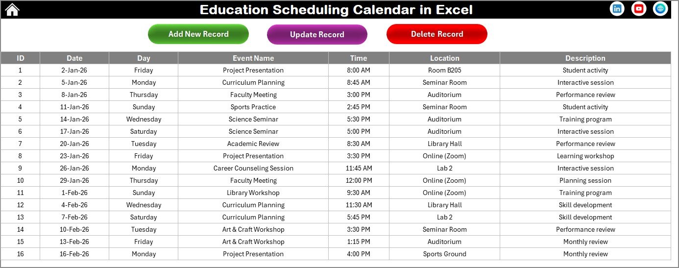 Education Scheduling Calendar in Excel - Image 6
