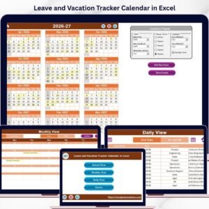 Leave and Vacation Tracker Calendar in Excel