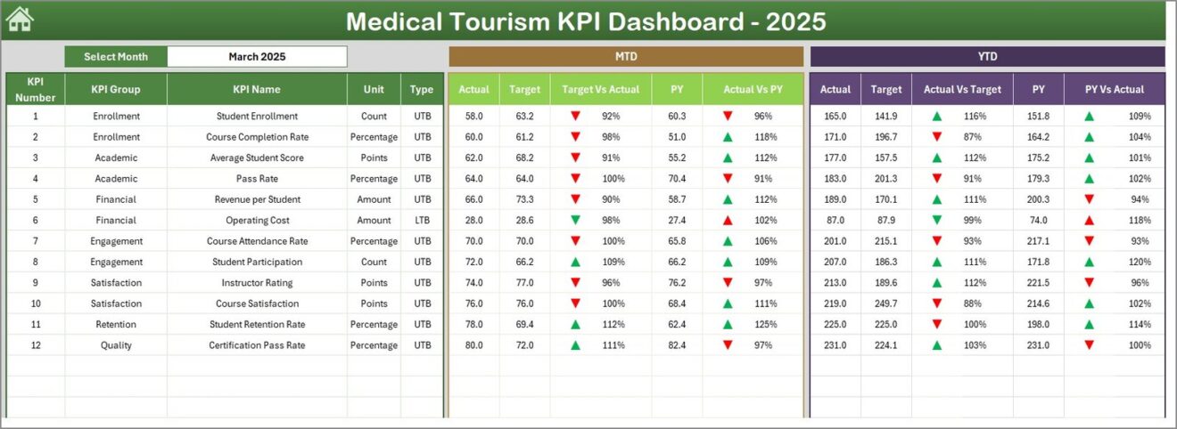 Medical Tourism KPI Dashboard in Excel - Next Gen Templates