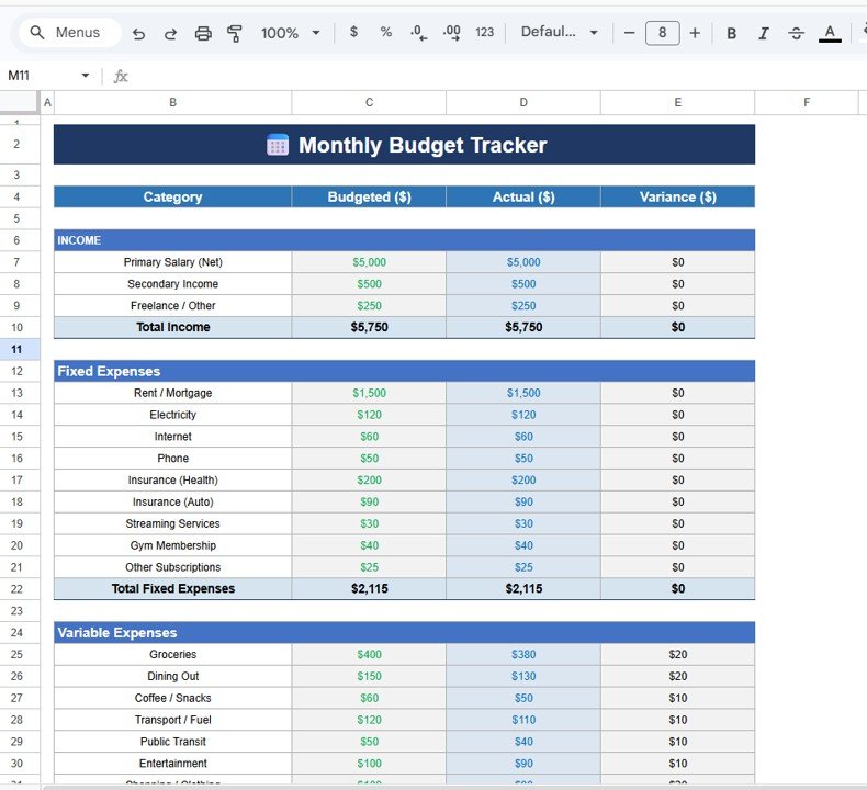 Monthly Budget Plan Template in Google Sheets - Image 3