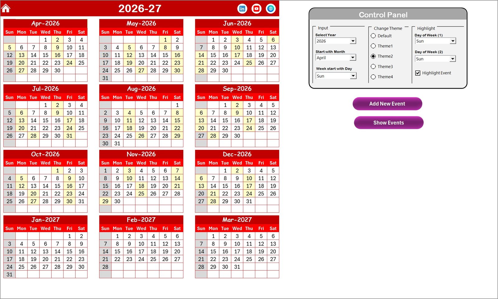 Annual View Sheet tab
