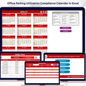 Office Parking Utilization Compliance Calendar In Excel