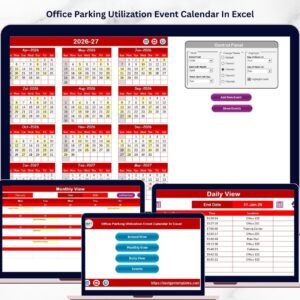 Office Parking Utilization Event Calendar In Excel