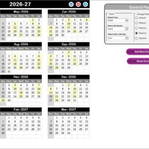 Office Parking Utilization Holiday Calendar In Excel