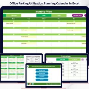 Office Parking Utilization Planning Calendar In Excel