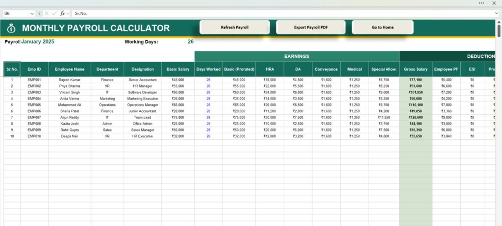 Payroll Calculator and Payslip Generator in Excel - Next Gen Templates