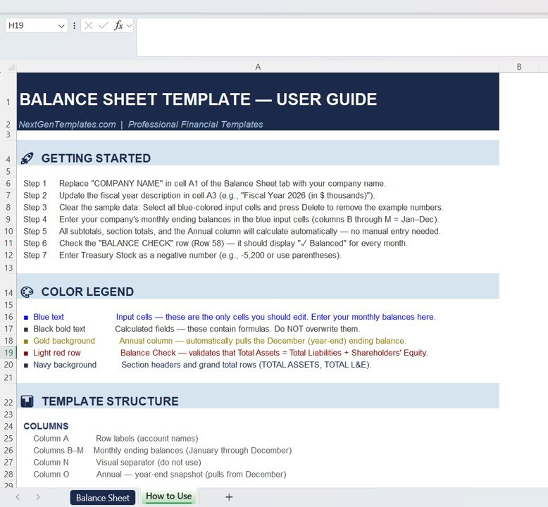 Balance Sheet Template in Excel - Image 3