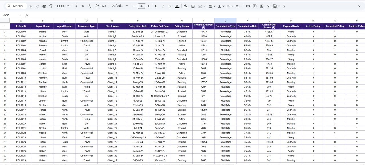 Policy Performance Search Sheet