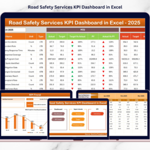 Road Safety Services KPI Dashboard in Excel
