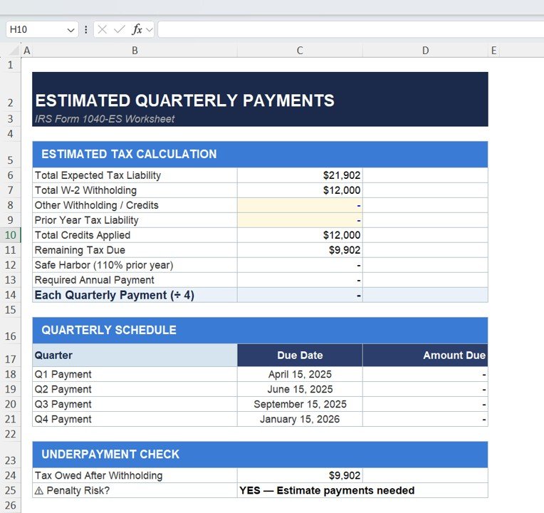 Tax Planning Worksheet Template in Excel - Image 5