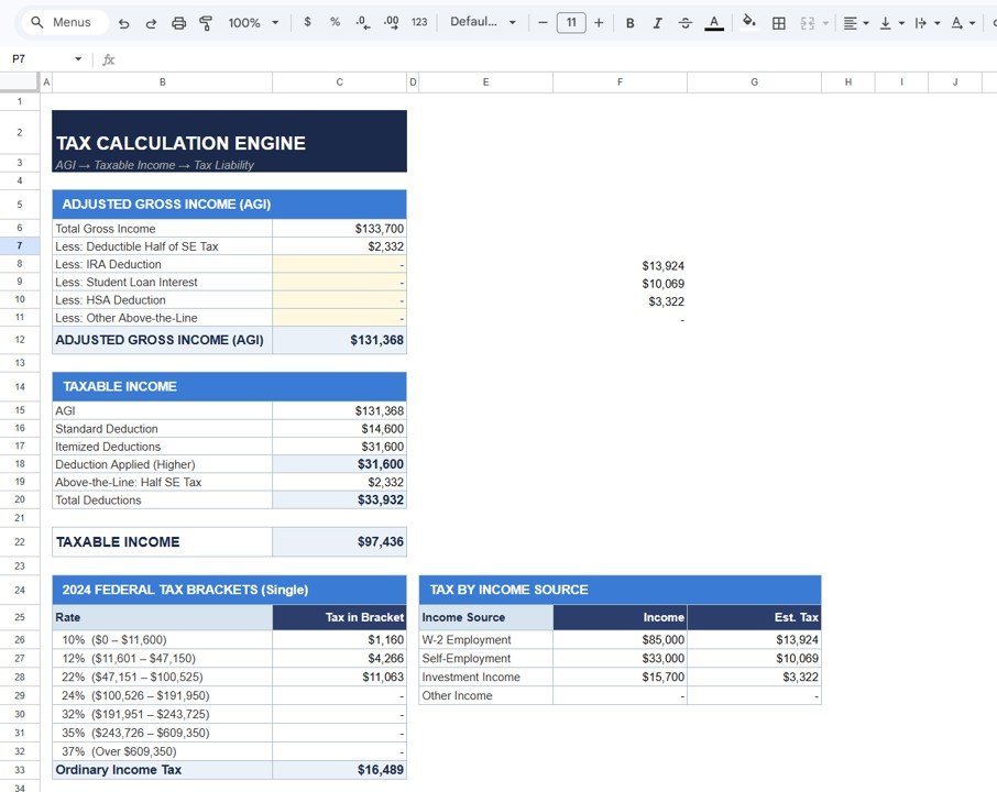 Tax Planning Worksheet Template in Google Sheets - Image 5