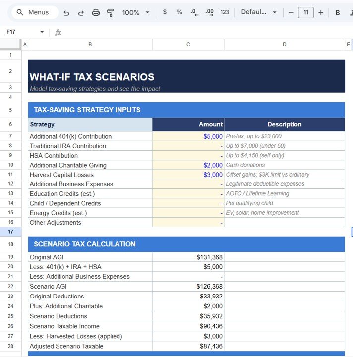 Tax Planning Worksheet Template in Google Sheets - Image 7