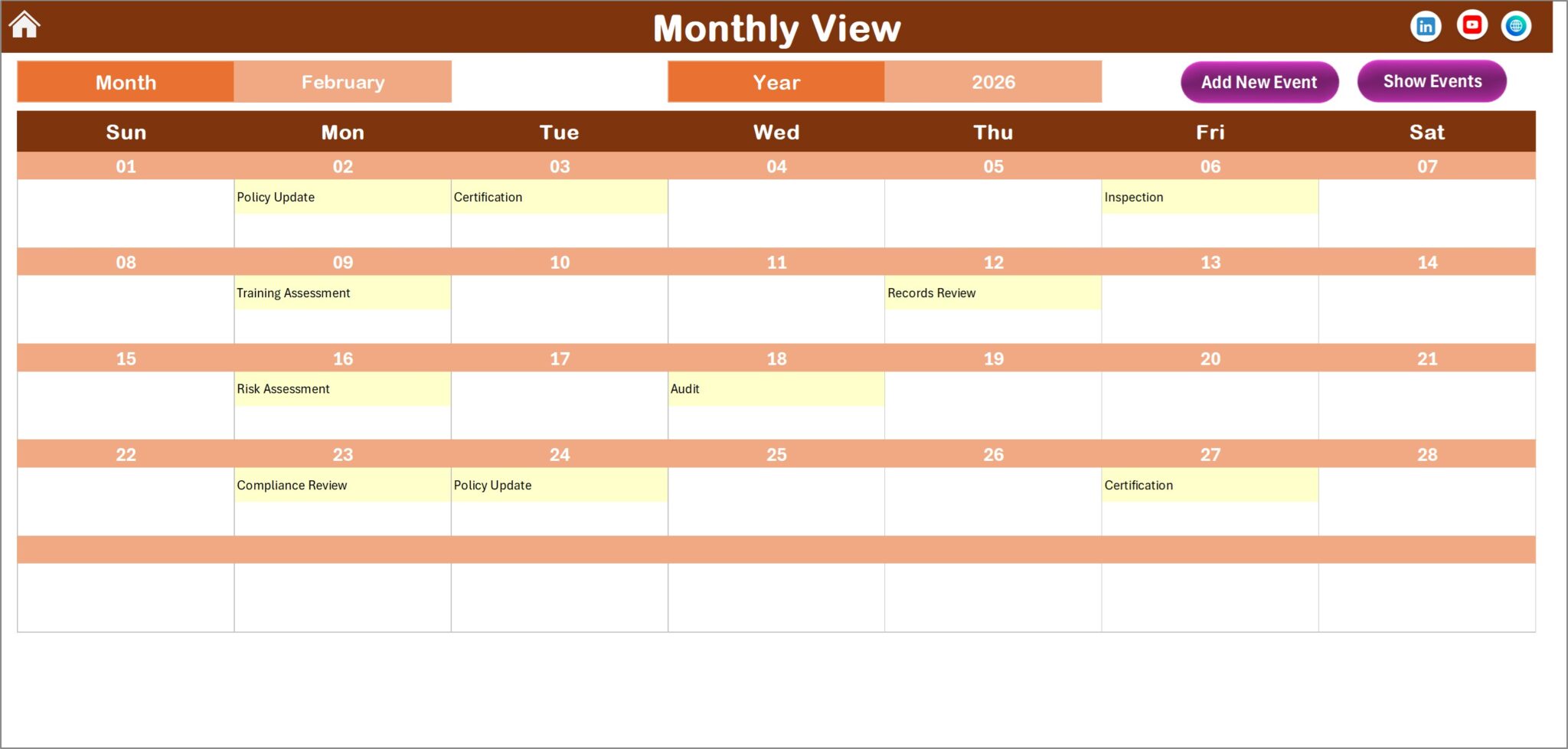 Work Performance Calendar Team Performance Compliance Calendar in Excel - Next Gen Templates