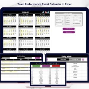 Team Performance Event Calendar In Excel