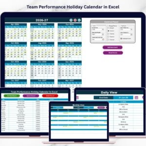 Team Performance Holiday Calendar in Excel