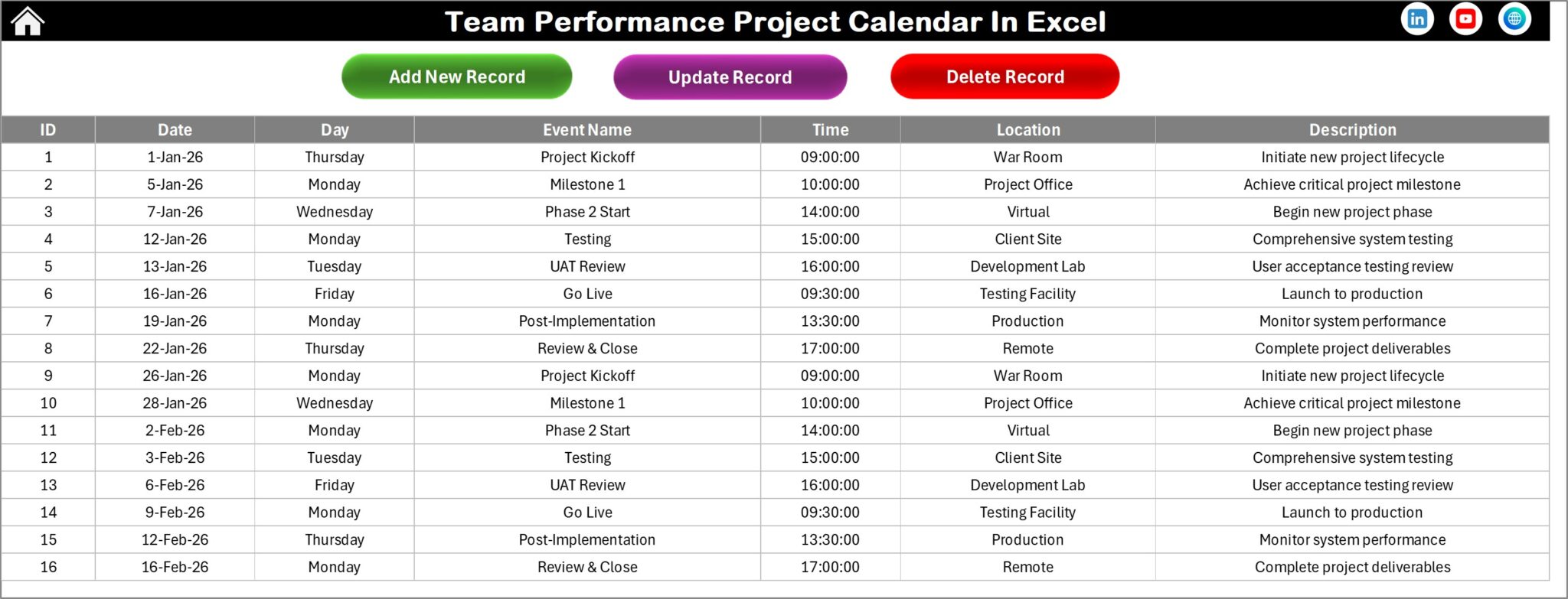Work Performance Calendar Team Performance Project Calendar In Excel - Next Gen Templates