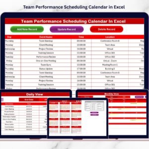 Team Performance Scheduling Calendar in Excel