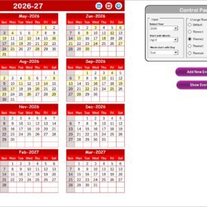 Team Performance Staff Duty Calendar in Excel