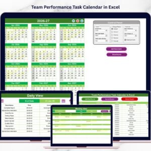 Team Performance Task Calendar in Excel