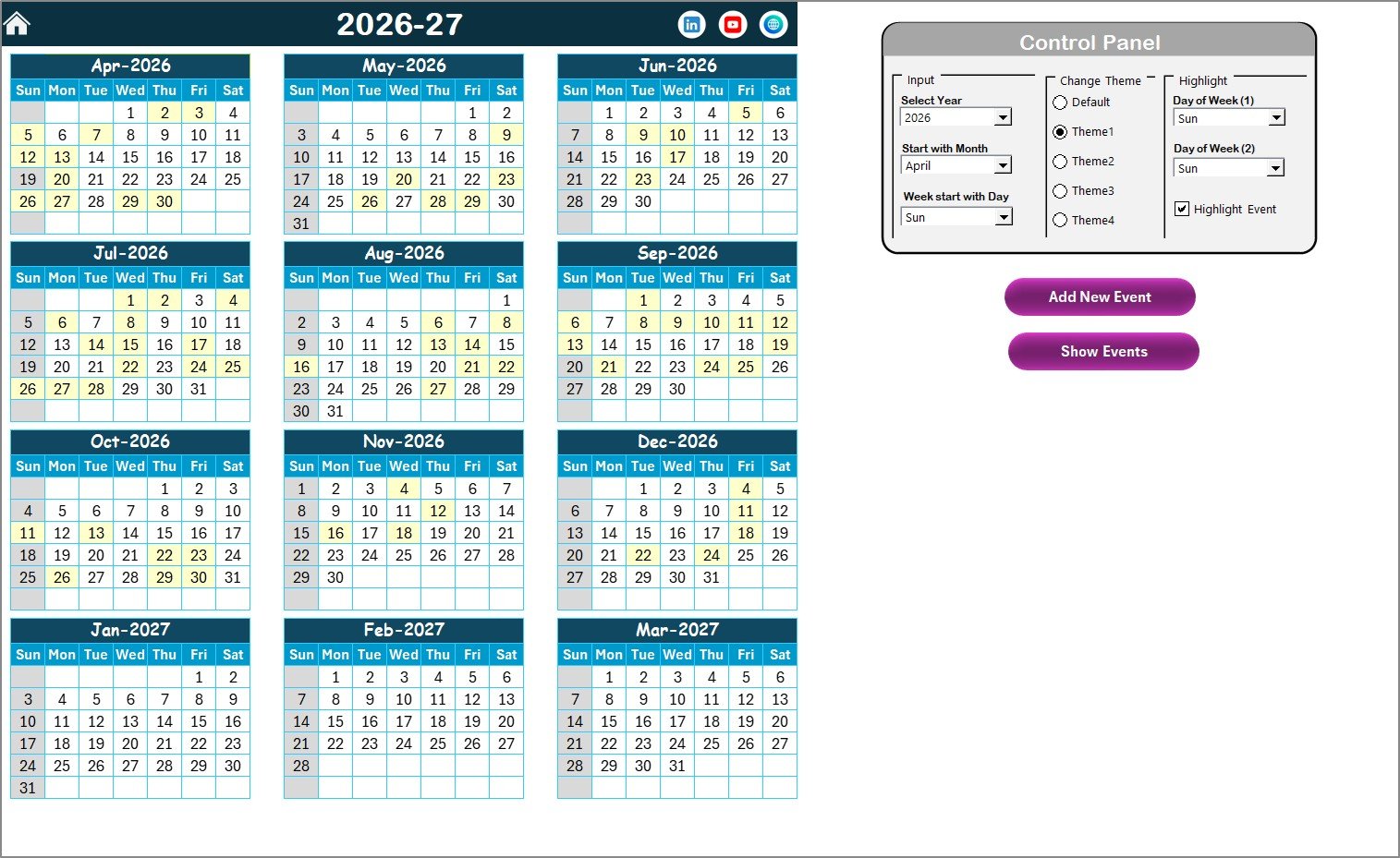 Annual View Sheet tab