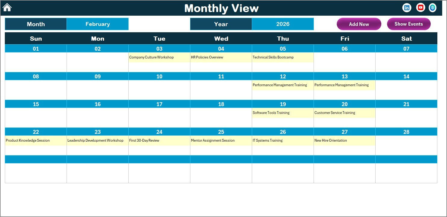 Monthly View Sheet tab