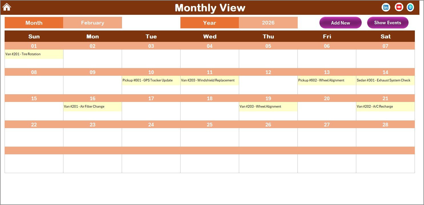 Monthly View Sheet tab