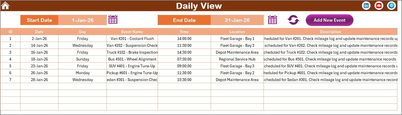 Vehicle Fleet Maintenance Calendar in Excel - Image 4
