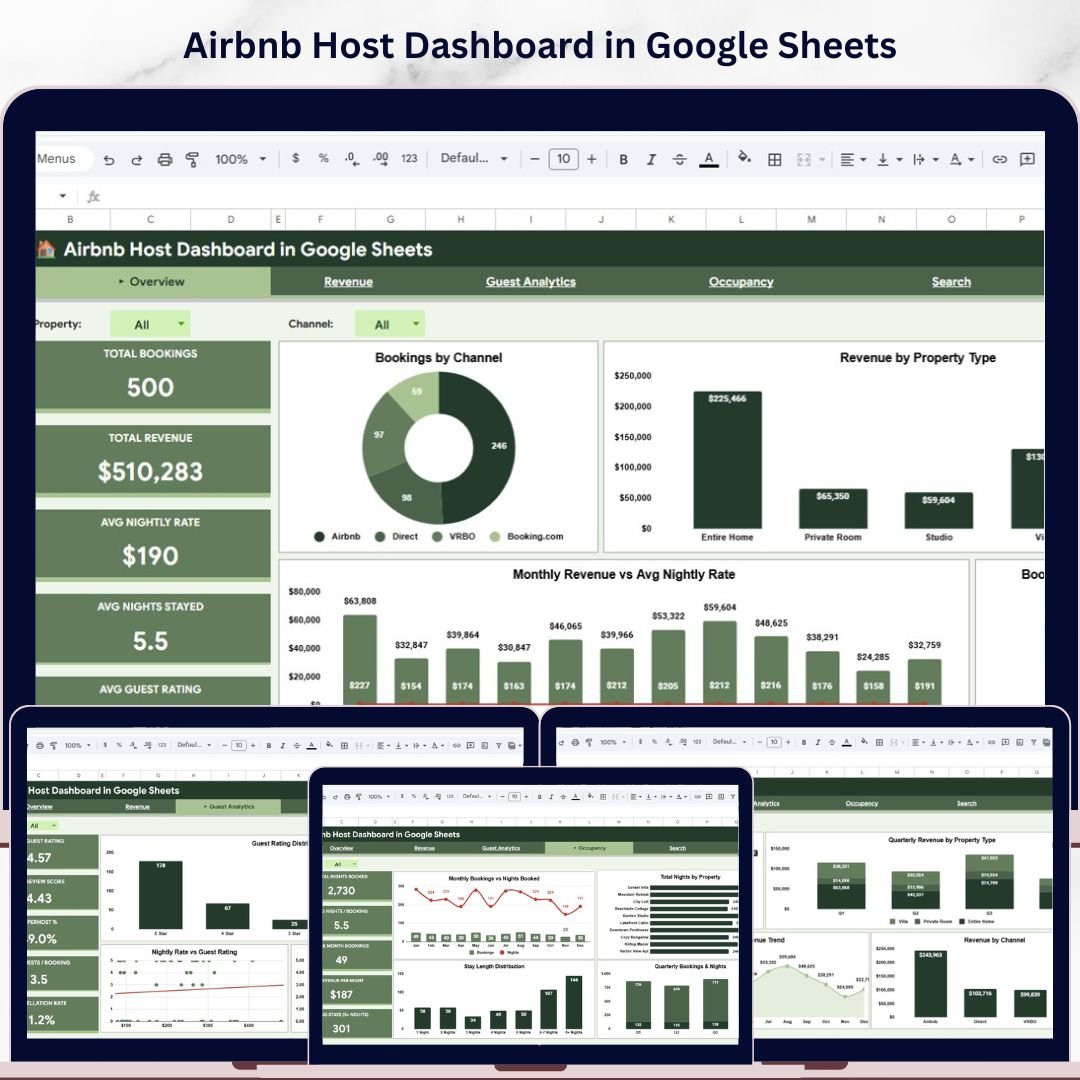 Airbnb Host Dashboard in Google Sheets