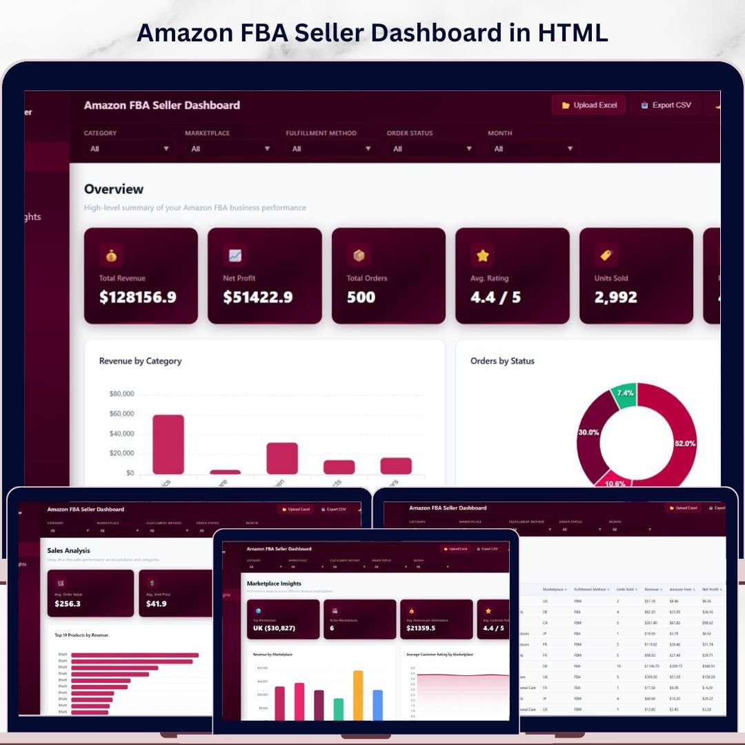 Amazon FBA Seller Dashboard in HTML